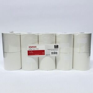 Staples 2-Ply Carbonless Paper Rolls 3in x 90ft White Canary 10 Pack
